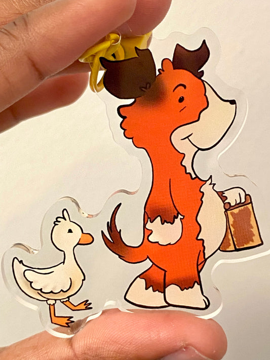 Kipper and duck acrylic charm